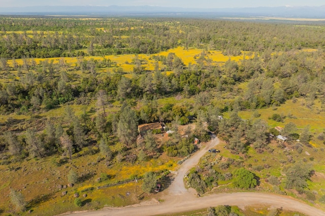 birds eye view of property with a forest view
