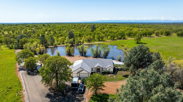 21623 Seven Lakes Ln, Redding, CA 96003 - drone / aerial view with a view of trees and a water view