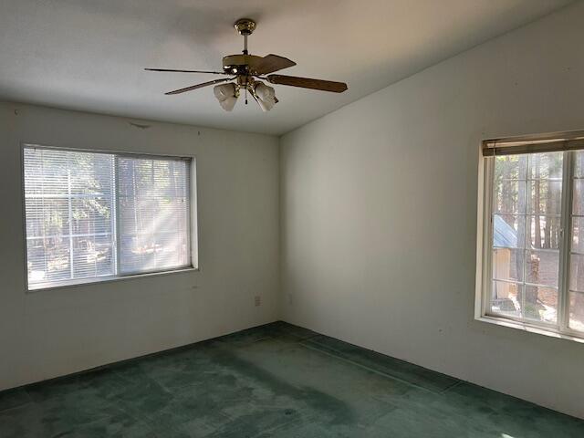 8725 Rocky Mountain Rd, Shingletown, CA 96088 - carpeted spare room with a healthy amount of sunlight and a ceiling fan