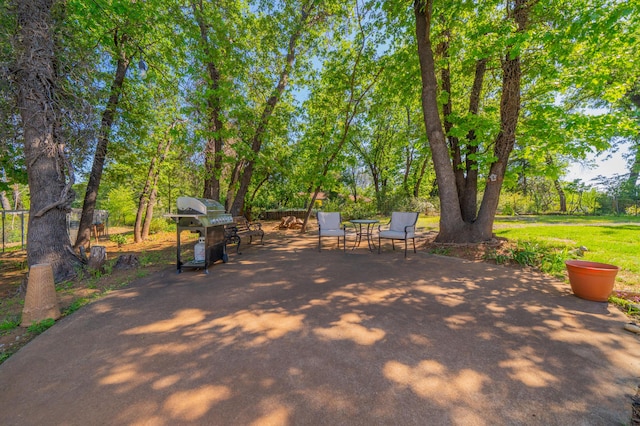 view of patio / terrace featuring a grill