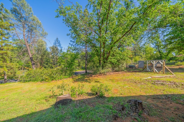 view of yard with an outdoor structure