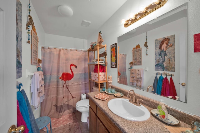 22496 Rio Alto Dr, Cottonwood, CA 96022 - full bath with vanity, toilet, and a shower with shower curtain