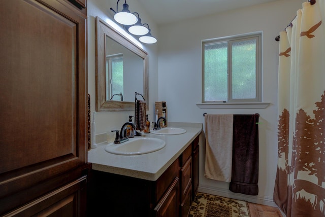 full bathroom featuring a sink and double vanity