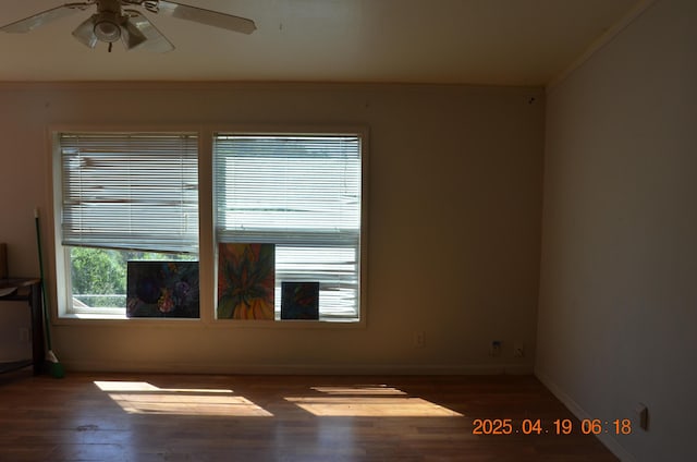 14722 Bollibokka Way, Redding, CA 96003 - spare room with ceiling fan, wood finished floors, baseboards, and ornamental molding