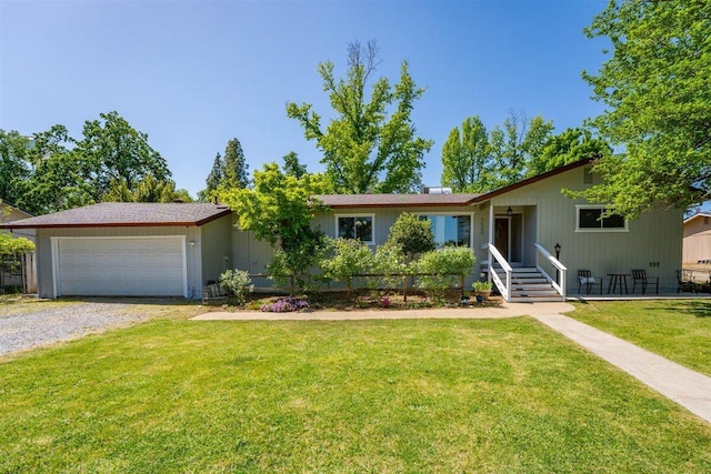 7090 Rio Rancho Rd, Anderson, CA 96007 - ranch-style house with a front lawn, gravel driveway, and an attached garage