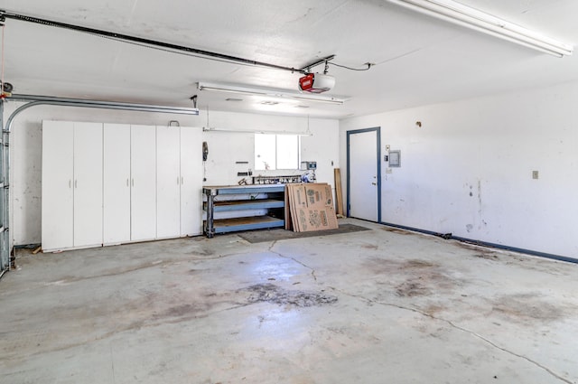 garage with a garage door opener