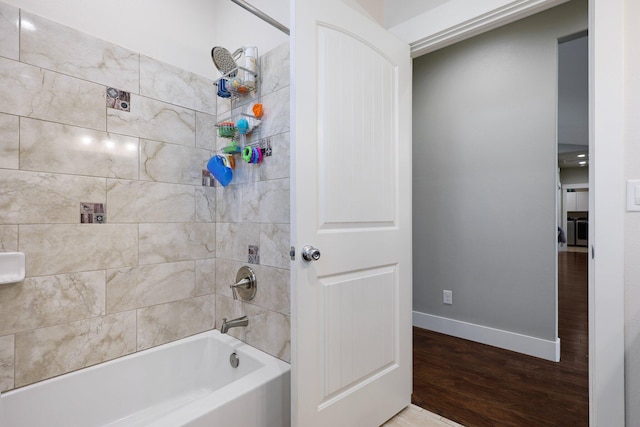 22070 Lassen View Dr, Palo Cedro, CA 96073 - full bath featuring baseboards, wood finished floors, and shower / bath combination
