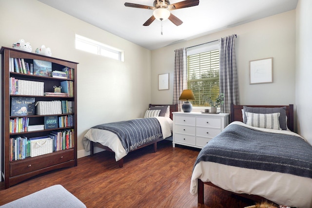 22070 Lassen View Dr, Palo Cedro, CA 96073 - bedroom featuring wood finished floors, a ceiling fan, and multiple windows