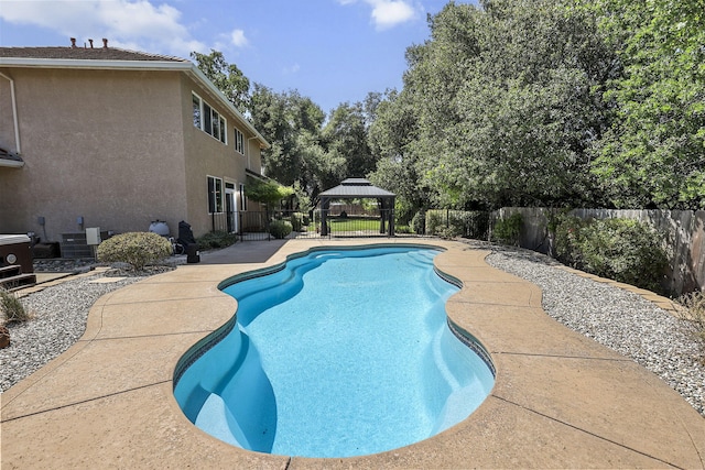 20340 Greenview Dr, Redding, CA 96002 - view of swimming pool featuring a gazebo, a fenced backyard, and a patio