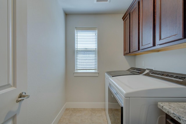 3503 Americana Way, Redding, CA 96003 - laundry room with cabinet space, independent washer and dryer, a wealth of natural light, and baseboards