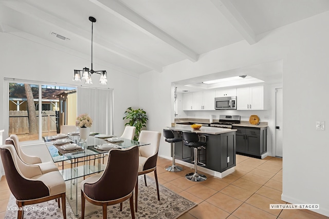 2633 Forest Ct, Redding, CA 96002 - dining room with light tile patterned floors and a chandelier
