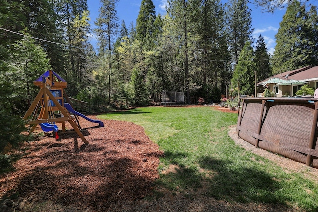 view of yard with a playground