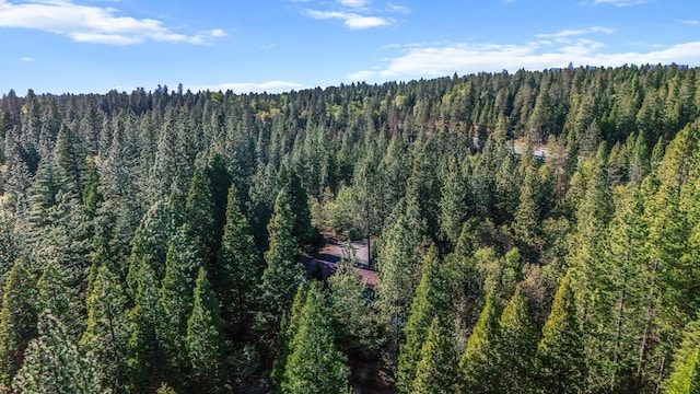 birds eye view of property with a view of trees