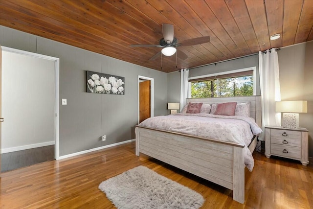 19817 Oak Knoll Dr, Lakehead, CA 96051 - bedroom with wood ceiling, wood finished floors, and baseboards