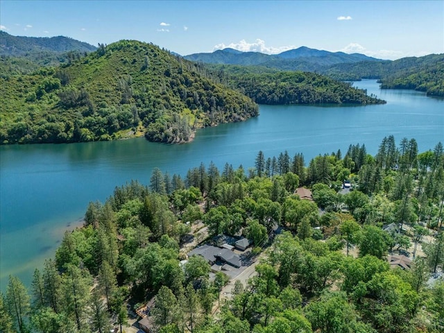 19817 Oak Knoll Dr, Lakehead, CA 96051 - birds eye view of property with a water and mountain view and a wooded view