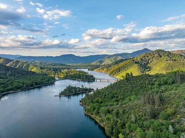 19817 Oak Knoll Dr, Lakehead, CA 96051 - bird's eye view featuring a water and mountain view and a forest view
