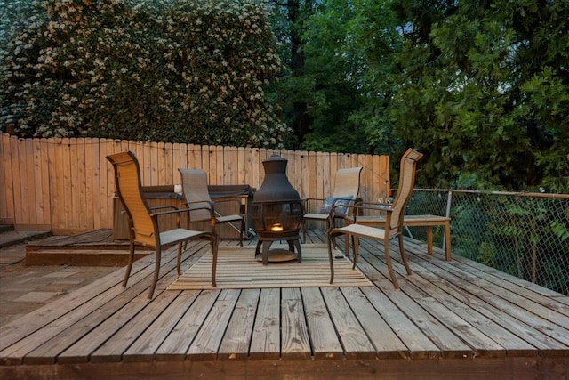 19817 Oak Knoll Dr, Lakehead, CA 96051 - wooden terrace with fence and an outdoor fire pit