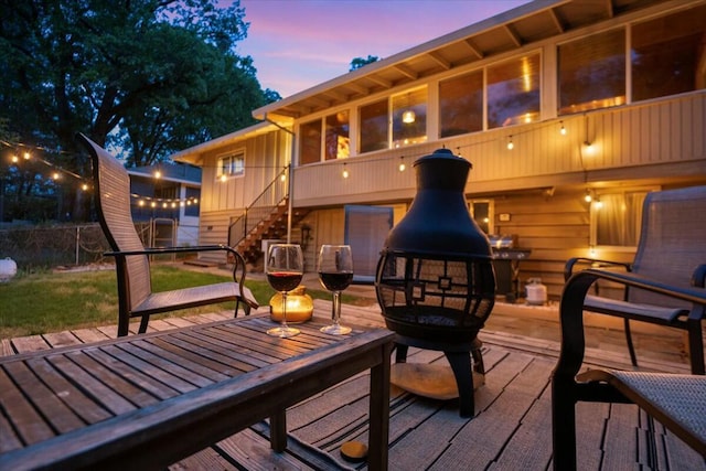 19817 Oak Knoll Dr, Lakehead, CA 96051 - exterior space featuring stairway, fence, and outdoor dining space