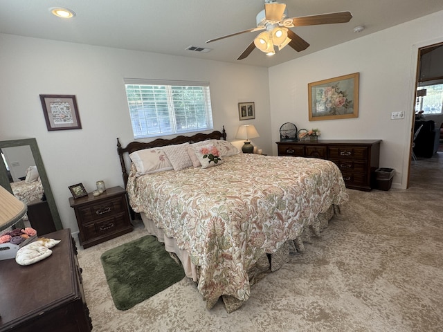 24294 Dersch Rd, Anderson, CA 96007 - bedroom featuring carpet floors, a ceiling fan, and recessed lighting