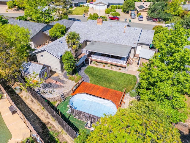 drone / aerial view with a residential view