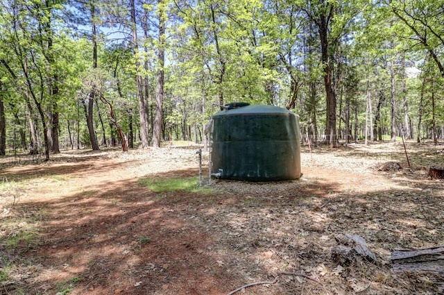 view of yard with a wooded view