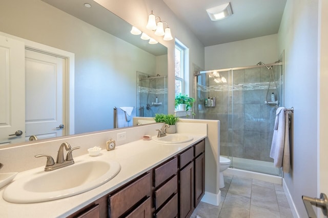 20295 Ballentine Dr, Anderson, CA 96007 - full bathroom featuring a sink, tile patterned floors, and a stall shower