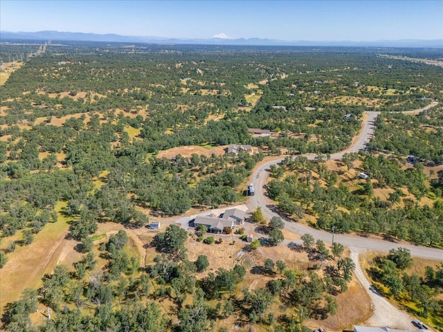 drone / aerial view featuring a mountain view