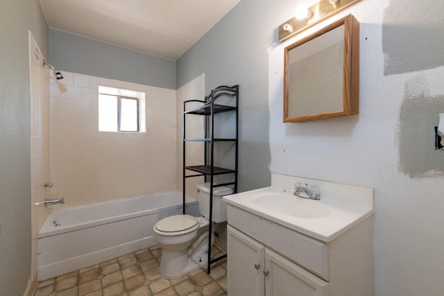 bathroom with vanity, toilet, and shower / washtub combination