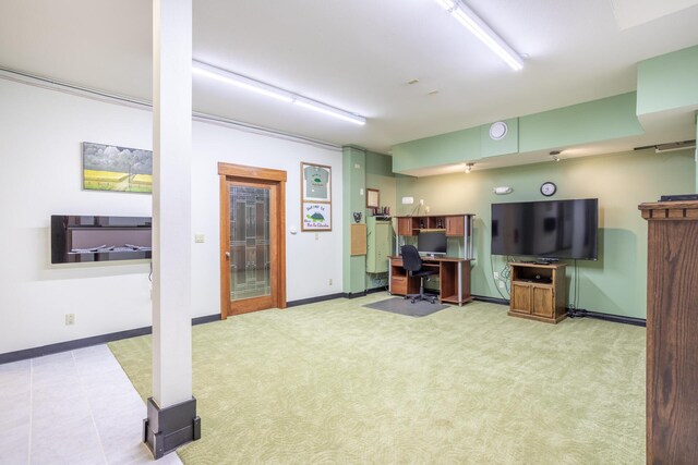 home office with baseboards