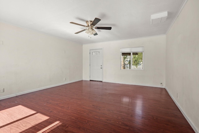 3169 Veda St, Redding, CA 96001 - empty room featuring wood finished floors, a ceiling fan, baseboards, and crown molding