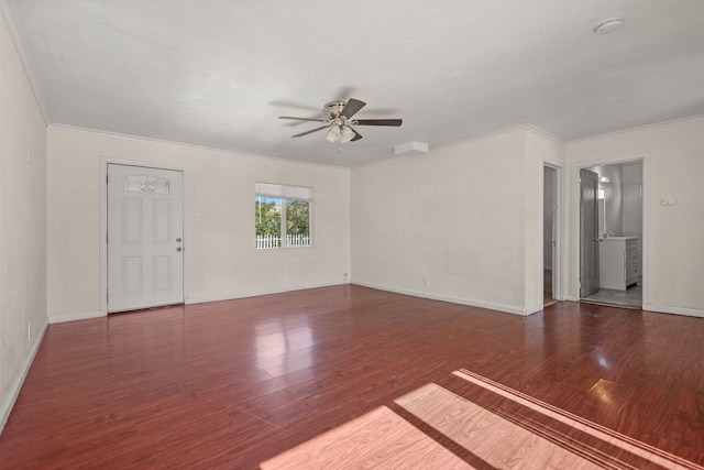 3169 Veda St, Redding, CA 96001 - spare room featuring ceiling fan, wood finished floors, baseboards, and crown molding