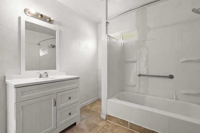 3169 Veda St, Redding, CA 96001 - full bathroom with tub / shower combination, tile patterned flooring, vanity, and baseboards