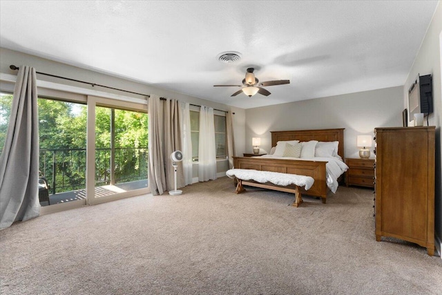 1968 Bechelli Ln, Redding, CA 96002 - carpeted bedroom featuring access to exterior and ceiling fan