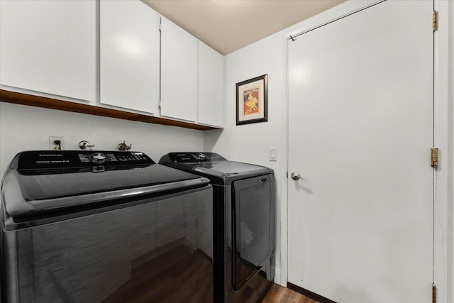 1968 Bechelli Ln, Redding, CA 96002 - laundry area with cabinet space, washing machine and dryer, and dark wood-style flooring