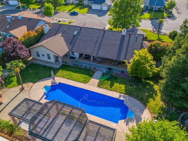 3301 Bridger Dr, Redding, CA 96002 - aerial view of residential area with a pool