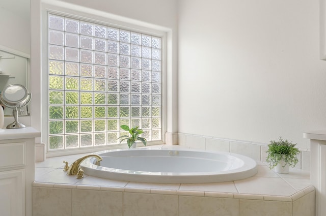 bathroom with a garden tub