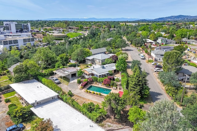 bird's eye view with a mountain view and a residential view