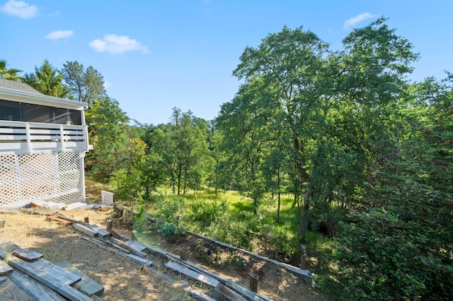 view of yard featuring a sunroom