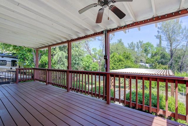 3140 Winding Way, Redding, CA 96003 - wooden terrace featuring ceiling fan