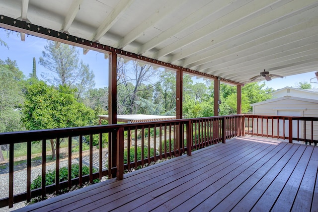 3140 Winding Way, Redding, CA 96003 - wooden terrace with a ceiling fan