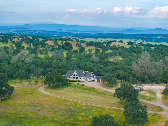 bird's eye view with a mountain view