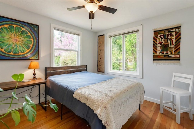 979 Lassen Ln, Mount Shasta, CA 96067 - bedroom featuring wood-type flooring, baseboards, and ceiling fan