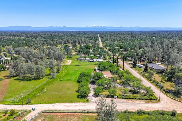 bird's eye view with a mountain view and a view of trees