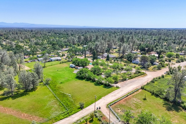 birds eye view of property with a forest view