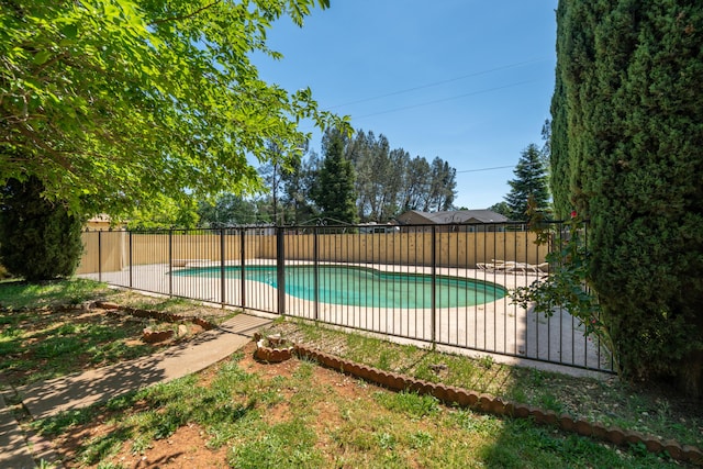 view of pool with a patio, fence, and a fenced in pool