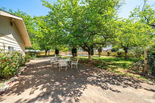 view of patio / terrace featuring a fenced backyard and outdoor dining area
