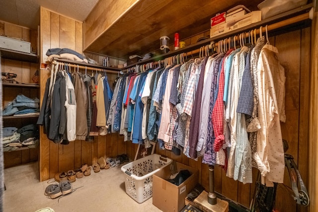 spacious closet with carpet