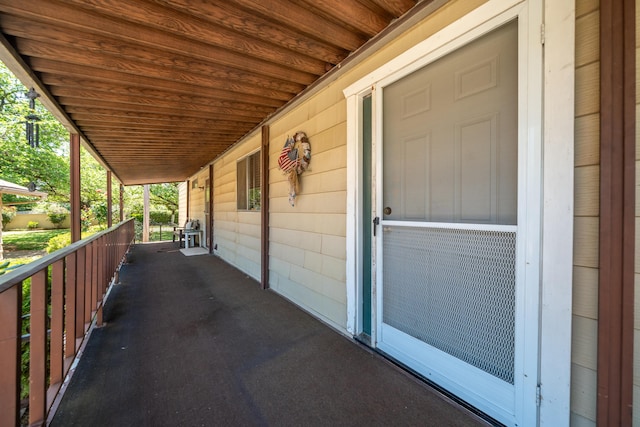 view of patio featuring a porch