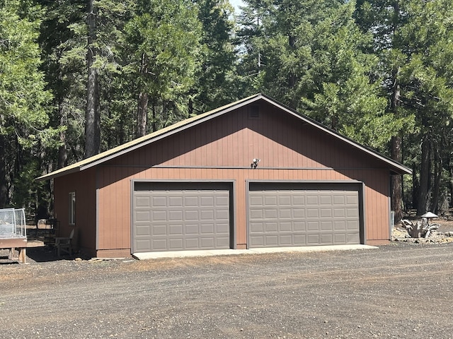 view of detached garage
