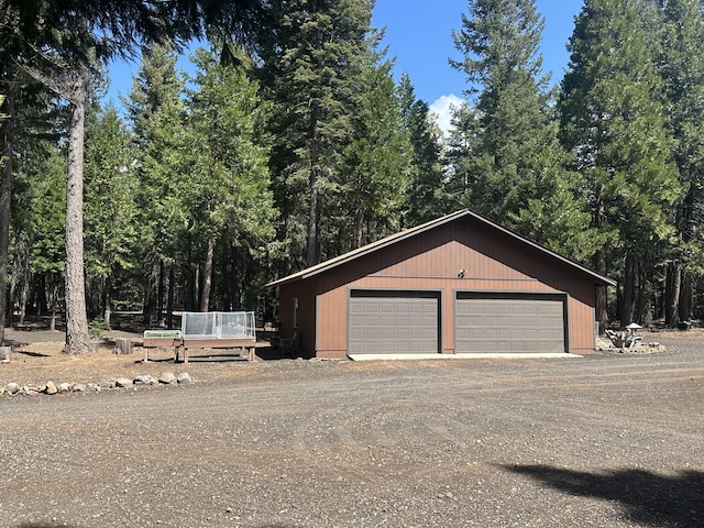 view of detached garage